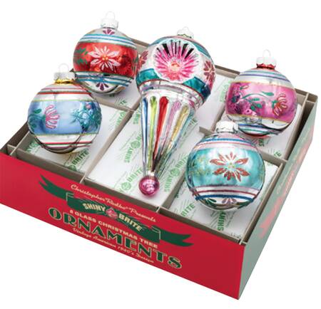 Shiny Brite Ornaments Decorated Rounds&Shape-Christmas Confett - Bx401 With Box