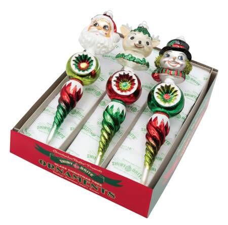Shiny Brite Ornaments Figure Rounds-Holiday Splendor - With Box Bx386