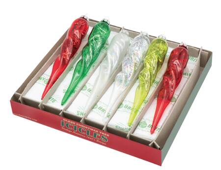 Shiny Brite Ornaments Glass Icicles-Holiday Splendor - Bx384 With Box