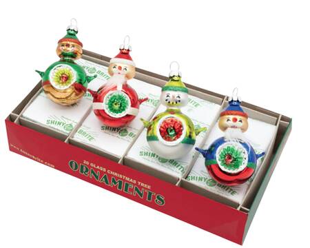 Shiny Brite Ornaments Reflector Figures-Holiday Splendor - With Box Bx383