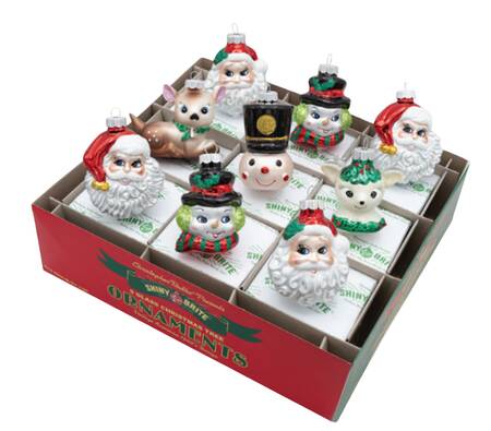 Shiny Brite Ornaments Figures-Holiday Splendor - With Box Bx382
