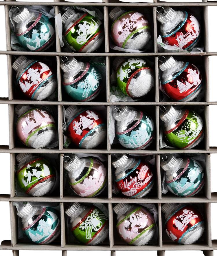 Shiny Brite Ornaments Signature Flocked Rounds-Festive Fete - Boxed
