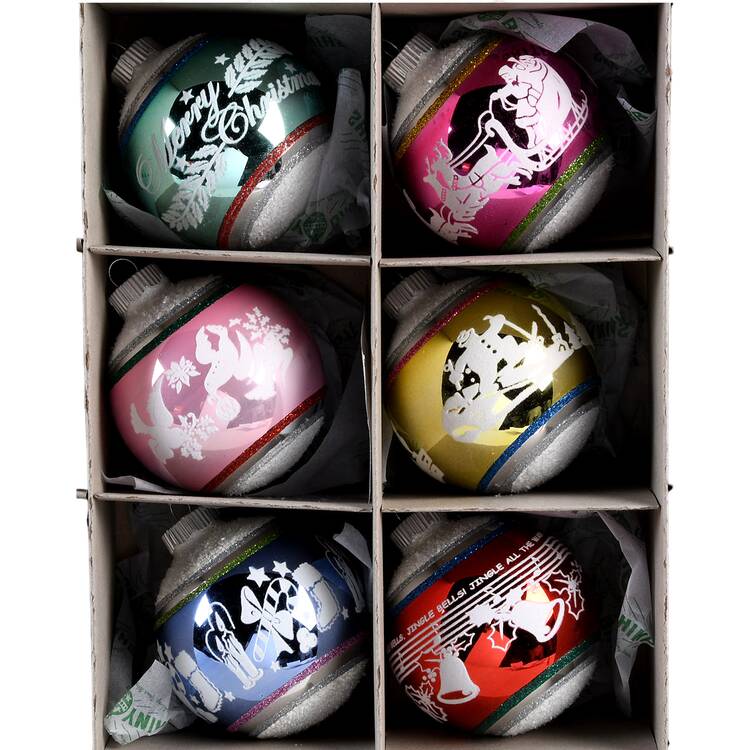 Shiny Brite Ornaments Signature Flocked Rounds-Christmas Conf  - Boxed