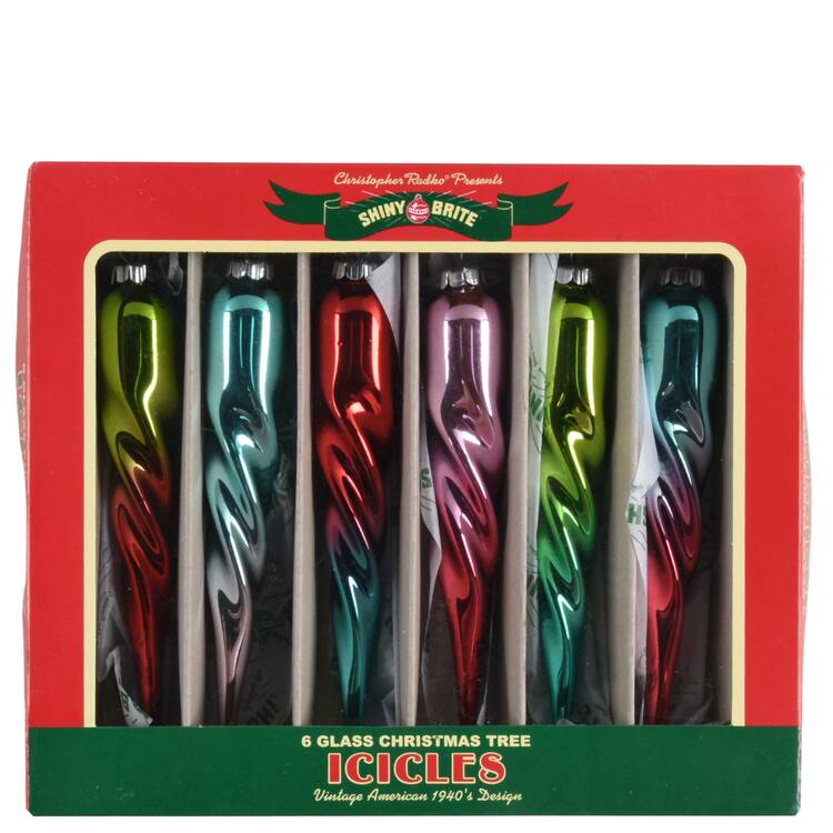 Shiny Brite Ornaments Glass Icicles-Festive Fete - Bx415 With Box