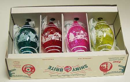 Shiny Brite Ornaments Tinsel Teardrops-Set Of 4 - Boxed by Christopher Radko