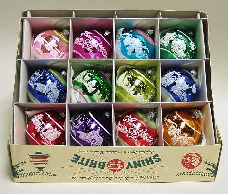Shiny Brite Ornaments Flocked Signature Balls - Boxed
