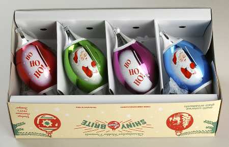 Shiny Brite Ornaments Ho Ho Ho Santa Drops - Boxed
