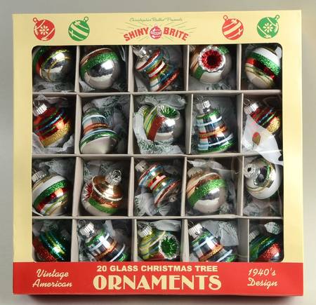 Shiny Brite Ornaments Multi Shape -Blue - Boxed