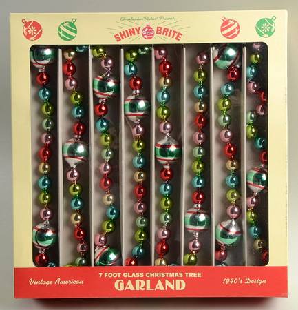 Shiny Brite Ornaments 7' Garland - Bulbs - Boxed