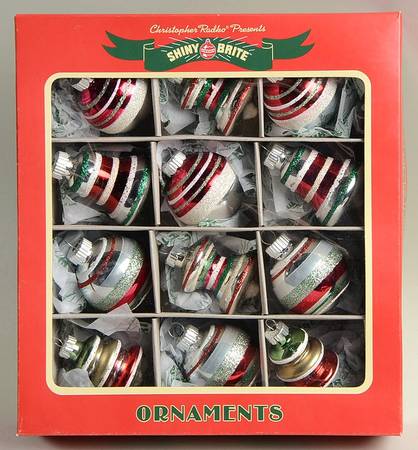 Shiny Brite Ornaments Multi Shape Striped Orn - Boxed by Christopher Radko