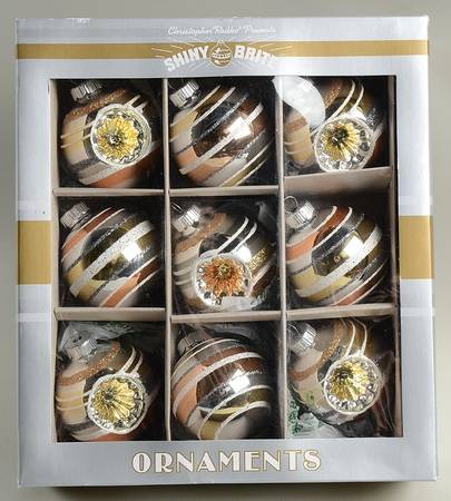 Shiny Brite Ornaments Large Striped Ball Ornaments - Boxed