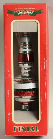 Shiny Brite Ornaments Finial Striped Silver - Boxed