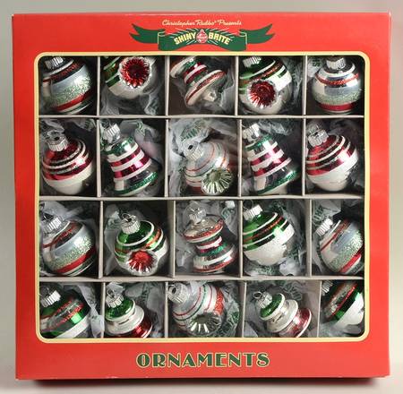 Shiny Brite Ornaments Silver Striped Orn - Boxed