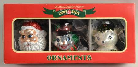 Shiny Brite Ornaments Santa / Snowman / Reindeer-Red - Boxed