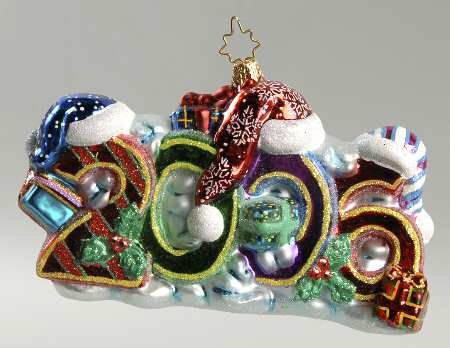 2006 Dated Ornaments 2006 With Santa Hats - No Box