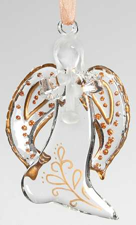 Shades of Christmas Past Angel With Horn-Glass Ornament - No Box
