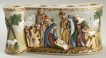 Advent Candleholders Nativity Scroll-Tea Light Holder - No Box