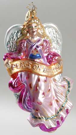 Angel Ornaments (Blown Glass) Peace On High - No Box