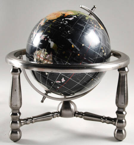 Replogle Globes Black Onyx Globe-Pewter Stand - No Box