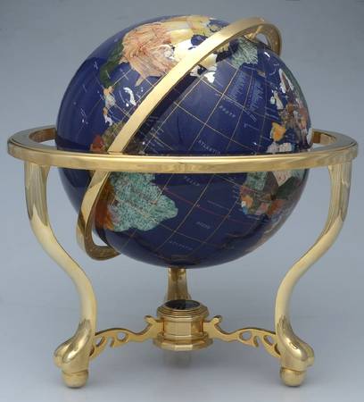 Replogle Globes Compass Jewel Blue Lapis-Commander Stand - Boxed