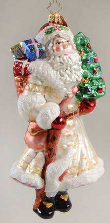 Santa with Pinecones-Trees Satin Winter Nick - No Box