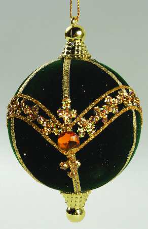 Grandeur Green Velvet Jeweled Ornament - No Box