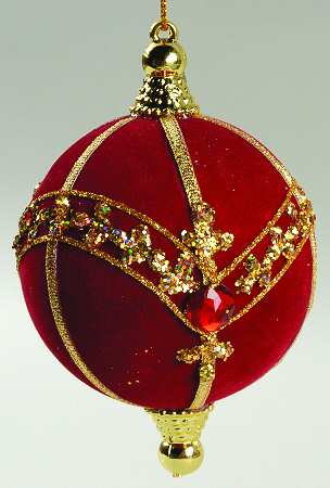 Grandeur Red Velvet Jeweled Ornament - No Box