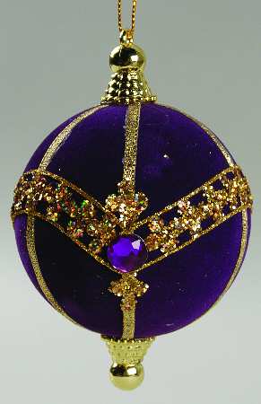 Grandeur Purple Velvet Jeweled Ornament - No Box