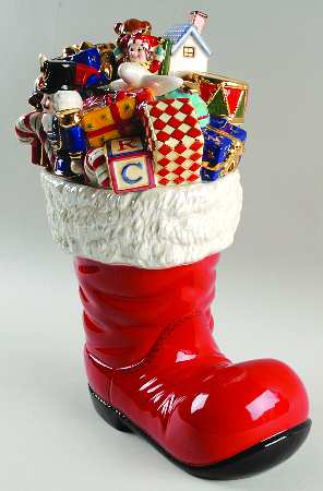 Christopher Radko Cookie Jar Santa's Bootful - Boxed