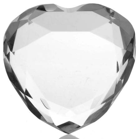 Crystal Paperweights Heart-Clear - No Box