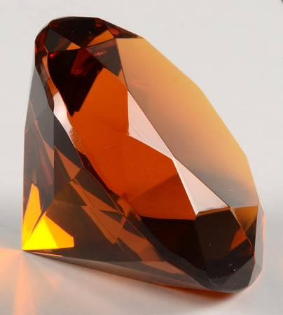 Crystal Paperweights Diamond-Amber - Boxed