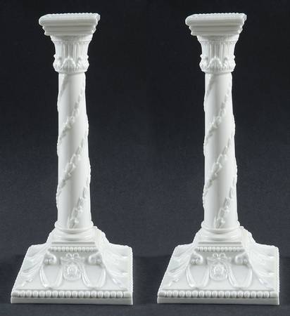 Whiteware Candlestick - Pair - No Box