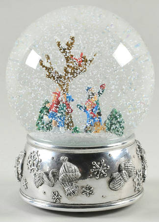 Christmas Snowglobes Ice Skating-Joy To The World - Boxed