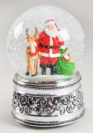 Christmas Snowglobes Santa & Reindeer - Jingle Bells - Boxed
