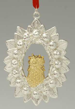 Williamsburg Silverplate Ornament Pineapple Wreath - Boxed