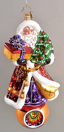 2011 Christopher Radko Ornaments Majectic Reflections-Santa With Tree - No Box