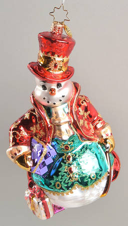 2011 Christopher Radko Ornaments Fancy Fella-Snowman In Blue Vest - No Box