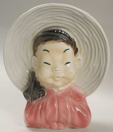 Royal Copley Head Vases Asian Boy W/Red Shirt - No Box