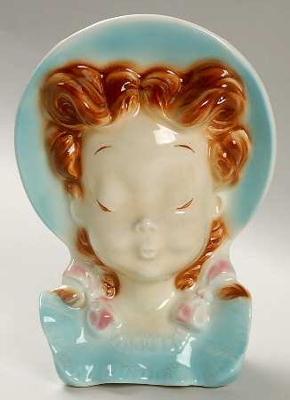 Royal Copley Head Vases Girl Blu Bonnet/Drs Pigtails - No Box