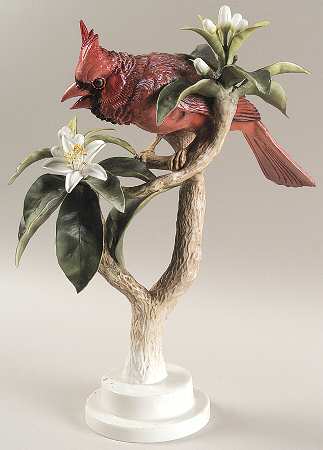Doughty American Birds Cock-Virginia Cardinal & Orange Blossom - Boxed
