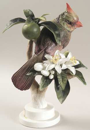 Doughty American Birds Hen-Virginia Cardinal & Orange Blossom - Boxed