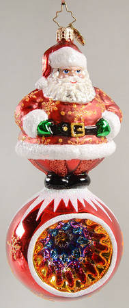 2012 Christopher Radko Ornaments Regally Round-Santa On Reflector - No Box