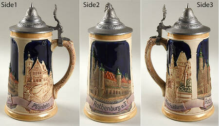 German Steins & Cups Rothenburg,Plonlein,Markusturm - No Box