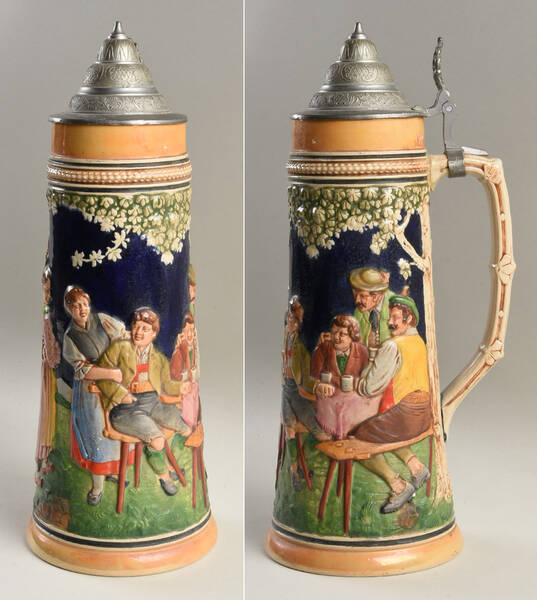 German Steins & Cups Pastoral Scene - No Box