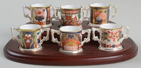 Miniature Loving Cup Collection Set Of 6 With Wooden Base - No Box