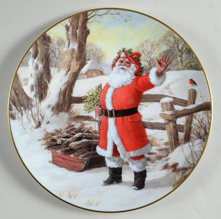 Santa Plates Merry Christmas - With Box