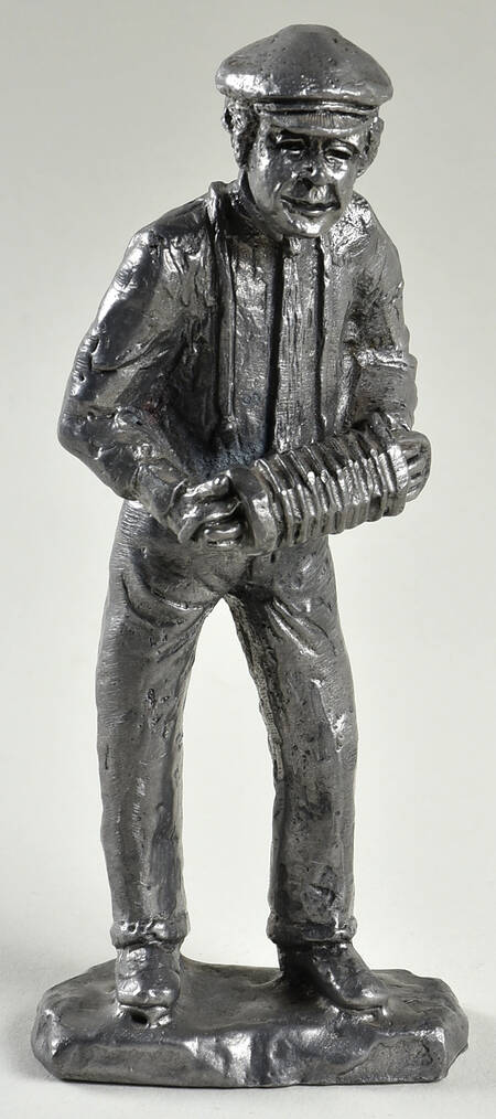 Pewter Figurines Man Playing Accordian - No Box