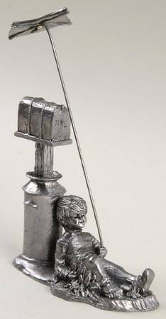 Pewter Figurines Little Al With Kite & Mailbox - No Box