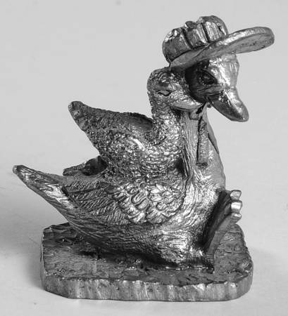 Pewter Figurines Goose With Hat&Baby,Mary&Martin - No Box