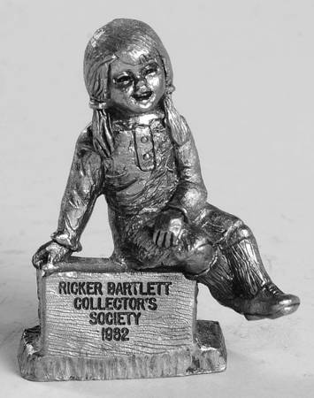 Pewter Figurines Girl With Sign,Mary Jo,Collector Society - No Box